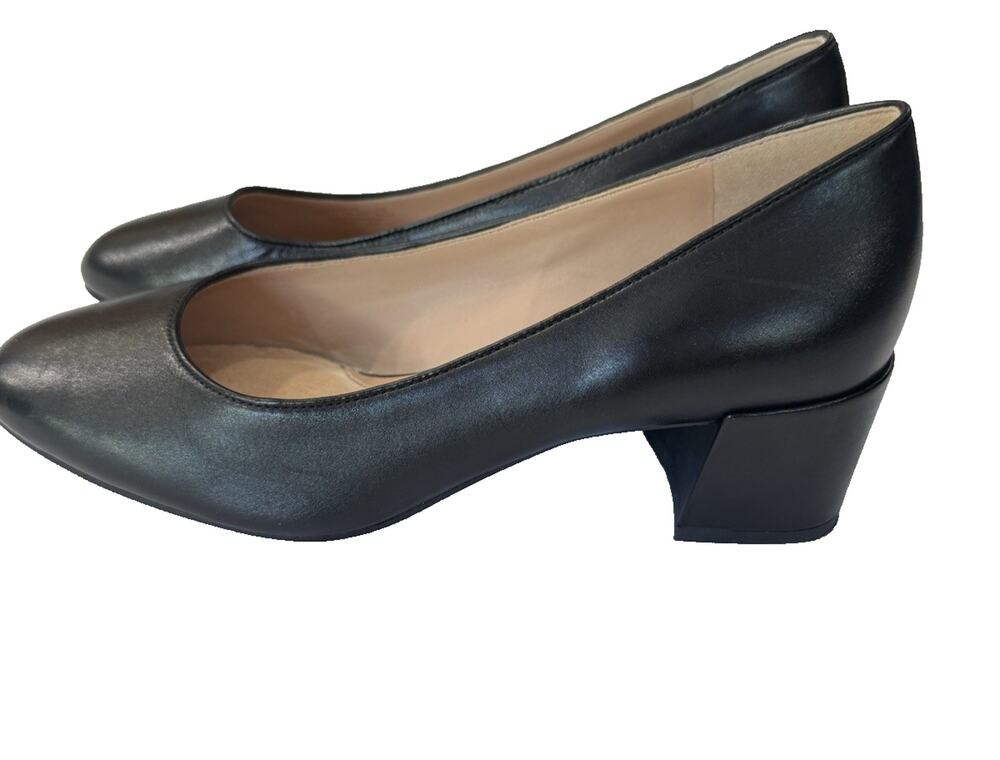 Cole Haan Go-To Shayla Pump Women's 7B Black Leather Block Heel Almond Toe